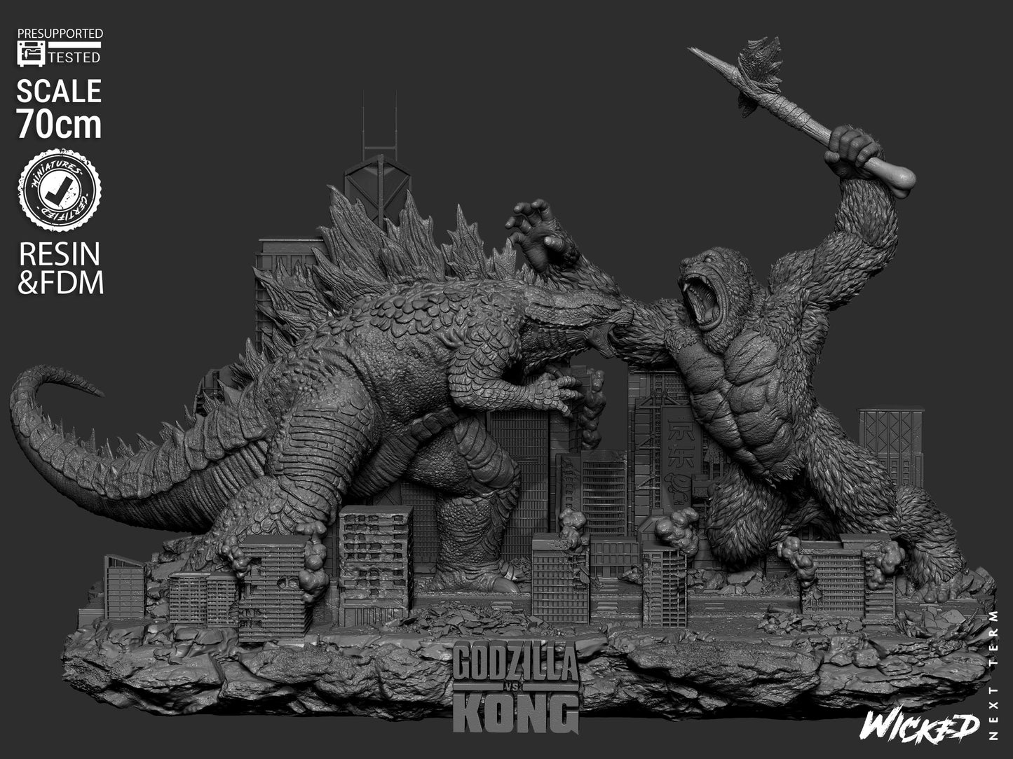 Godzilla vs. Kong Diorama – ABS-Like Resin Collector Showcase Edition