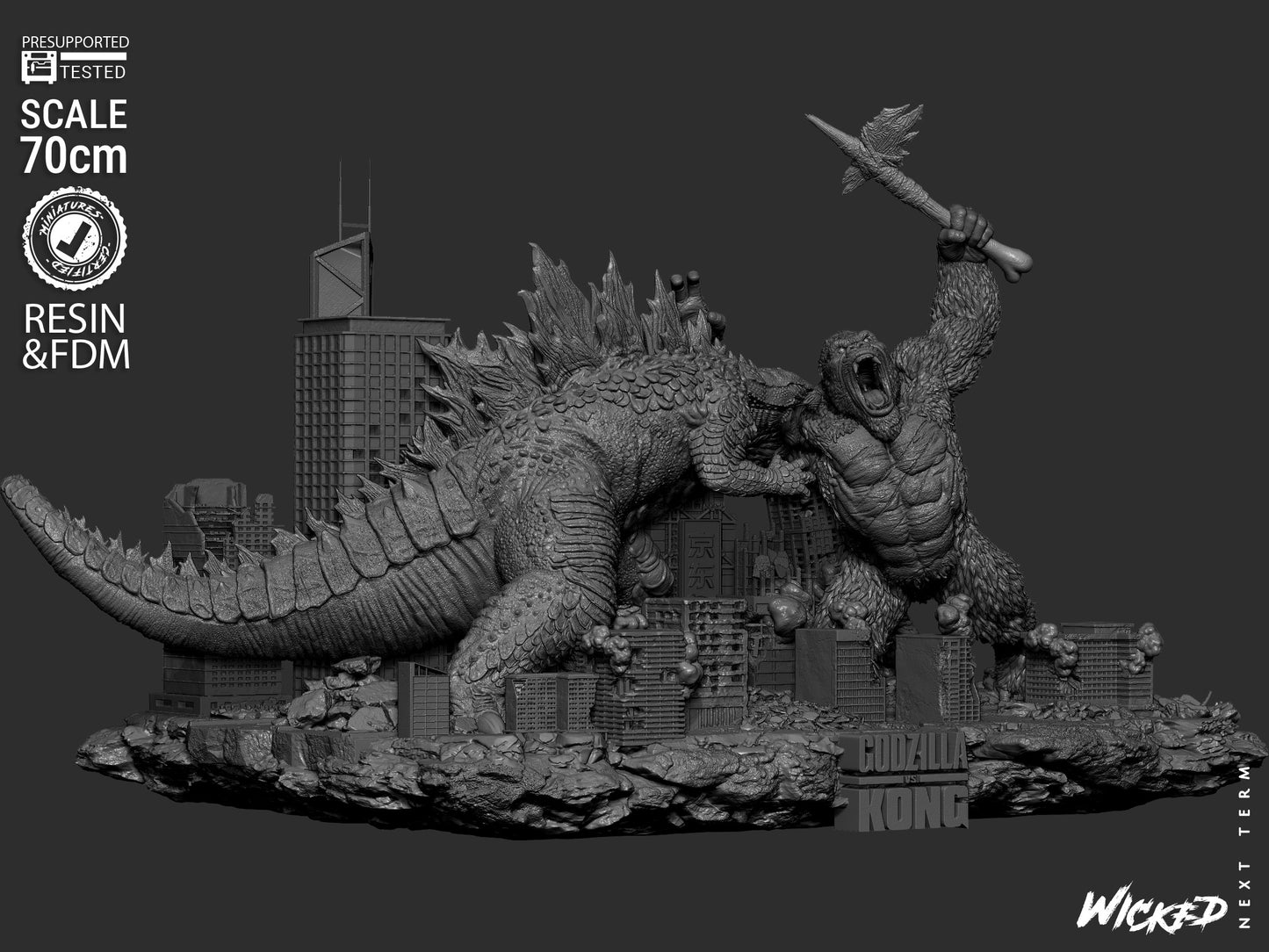Godzilla vs. Kong Diorama – ABS-Like Resin Collector Showcase Edition