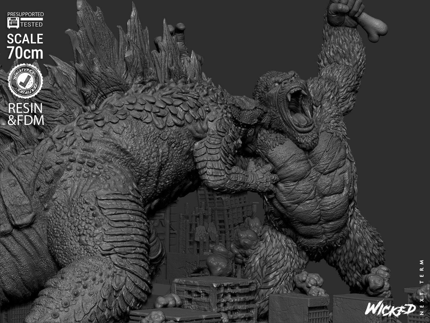 Godzilla vs. Kong Diorama – ABS-Like Resin Collector Showcase Edition