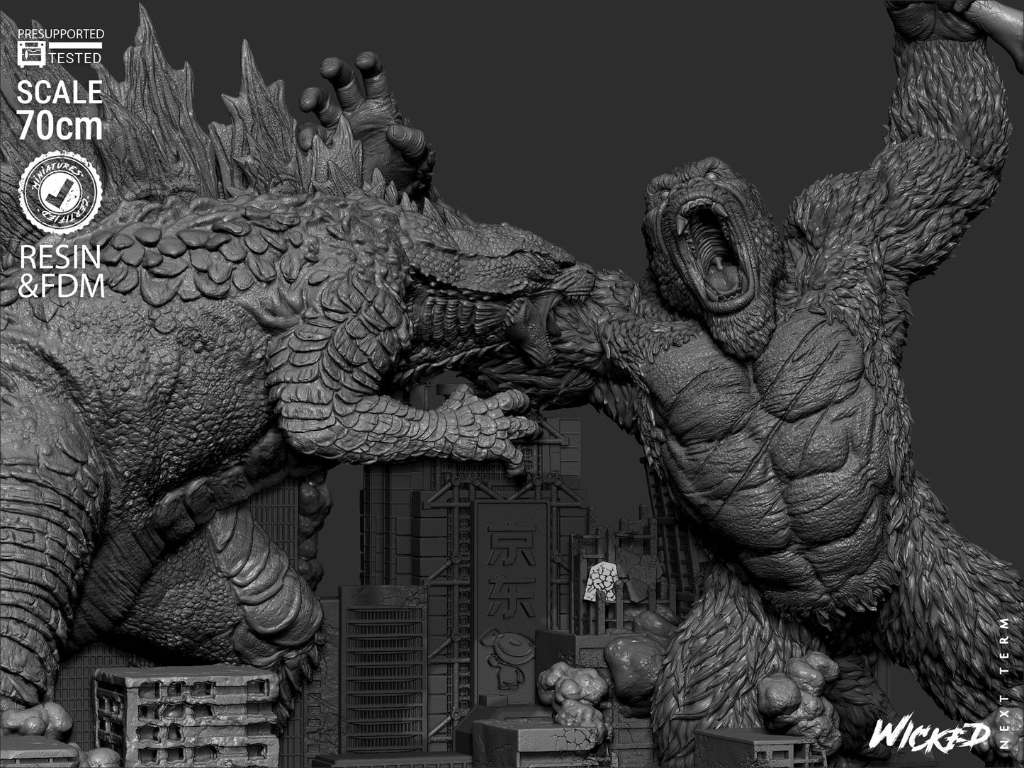 Godzilla vs. Kong Diorama – ABS-Like Resin Collector Showcase Edition