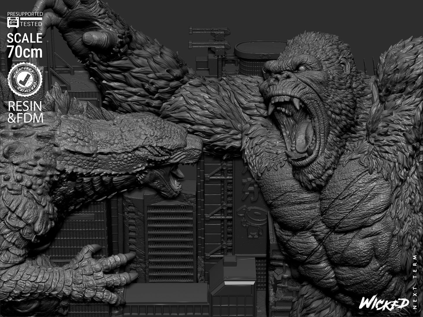 Godzilla vs. Kong Diorama – ABS-Like Resin Collector Showcase Edition