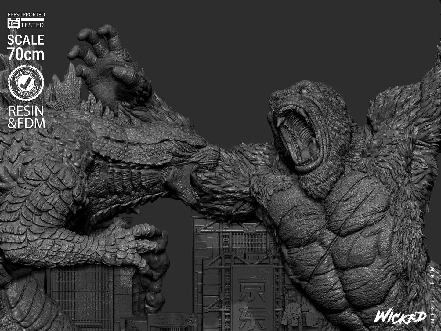 Godzilla vs. Kong Diorama – ABS-Like Resin Collector Showcase Edition