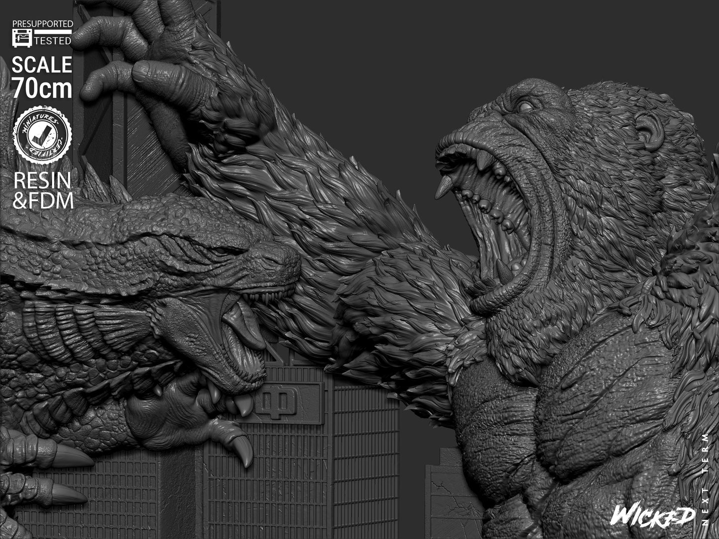 Godzilla vs. Kong Diorama – ABS-Like Resin Collector Showcase Edition