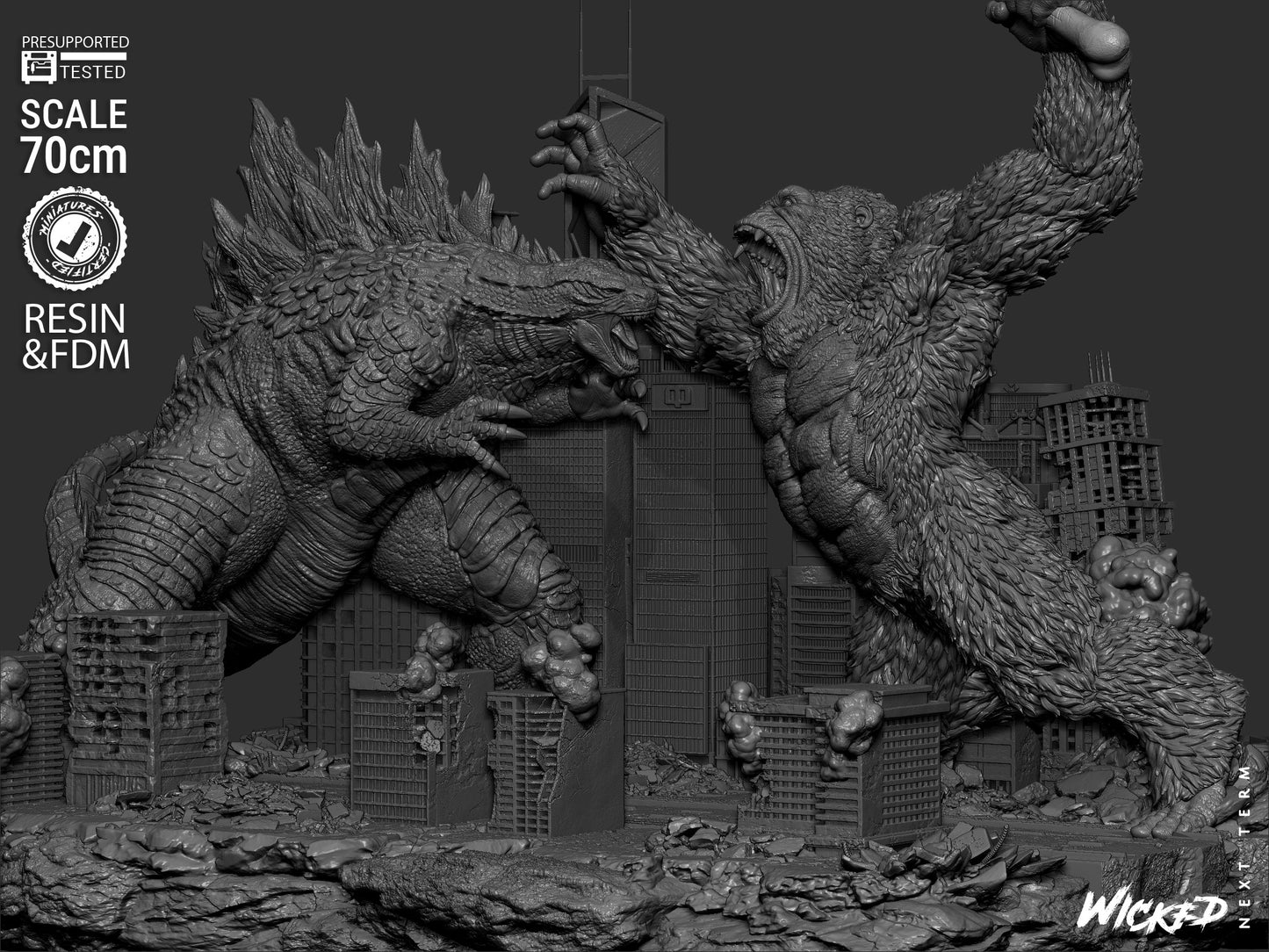 Godzilla vs. Kong Diorama – ABS-Like Resin Collector Showcase Edition