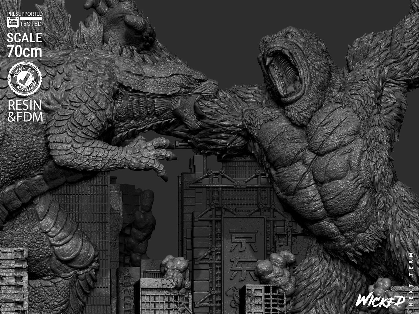 Godzilla vs. Kong Diorama – ABS-Like Resin Collector Showcase Edition