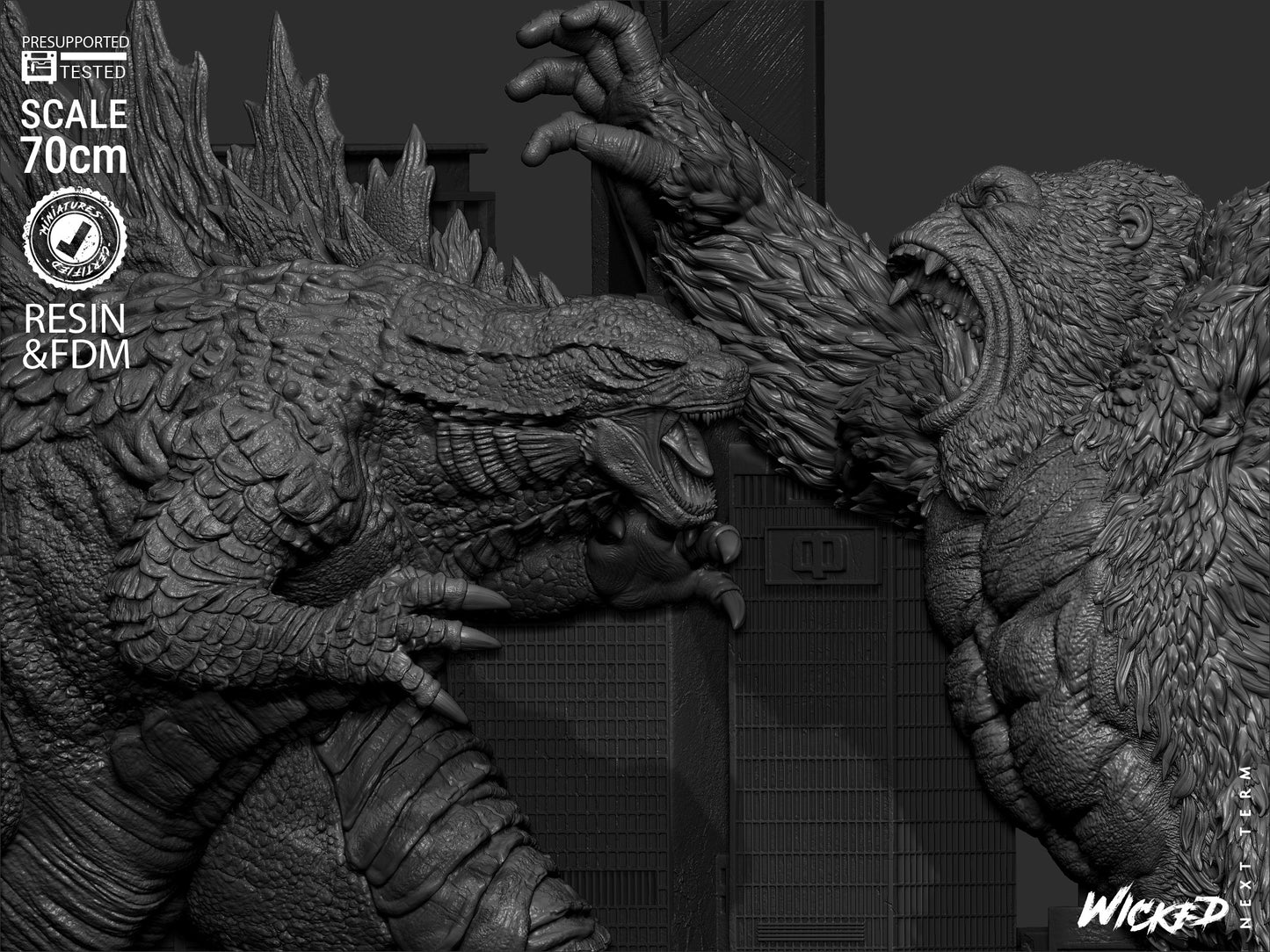 Godzilla vs. Kong Diorama – ABS-Like Resin Collector Showcase Edition