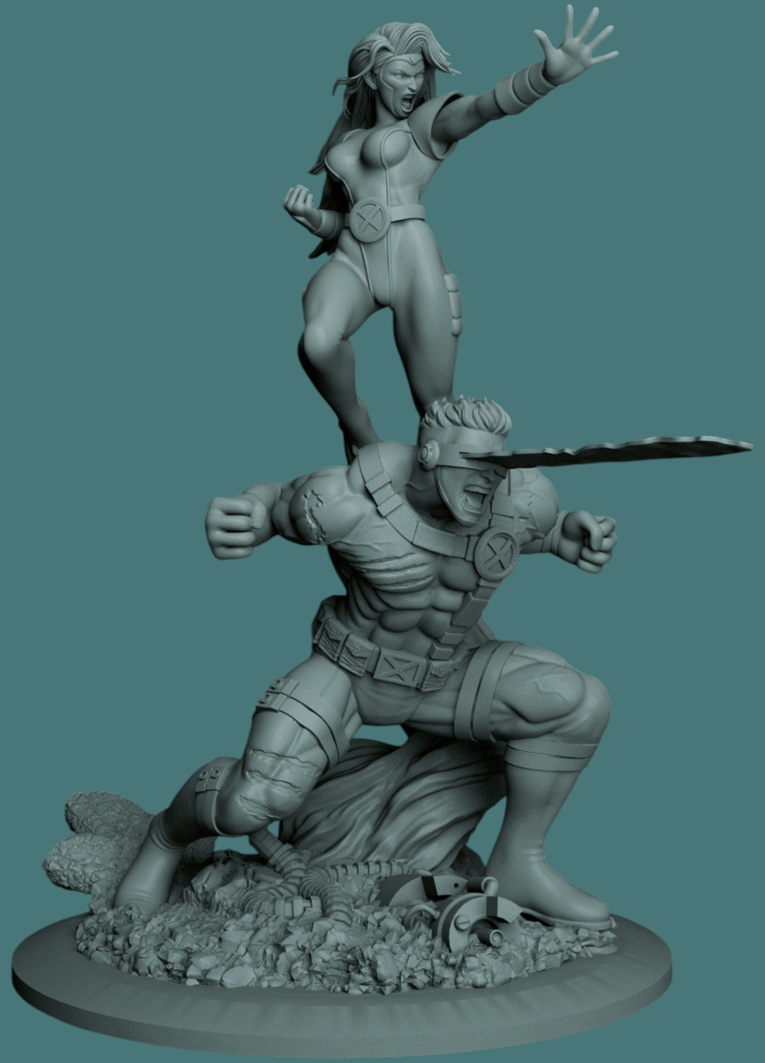 Cyclops & Jean Grey – Premium Resin Diorama)