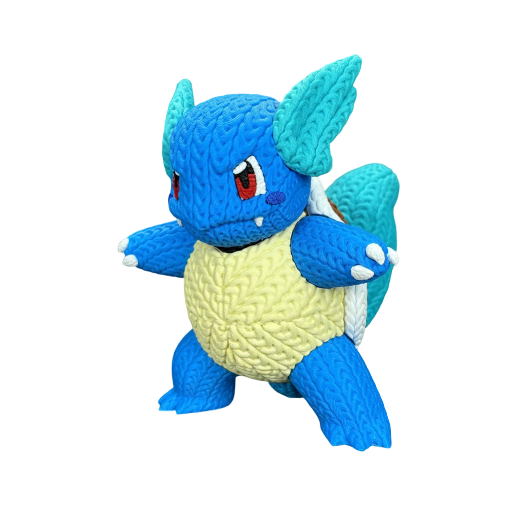 Wartortle-Inspired Beach Plush – Cute Ocean-Themed Creature Toy | Whale3D Style Knit Design