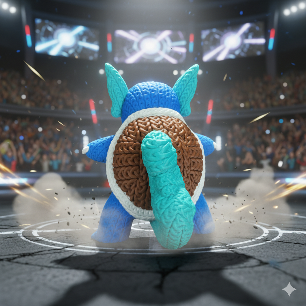 Wartortle-Inspired Beach Plush – Cute Ocean-Themed Creature Toy | Whale3D Style Knit Design