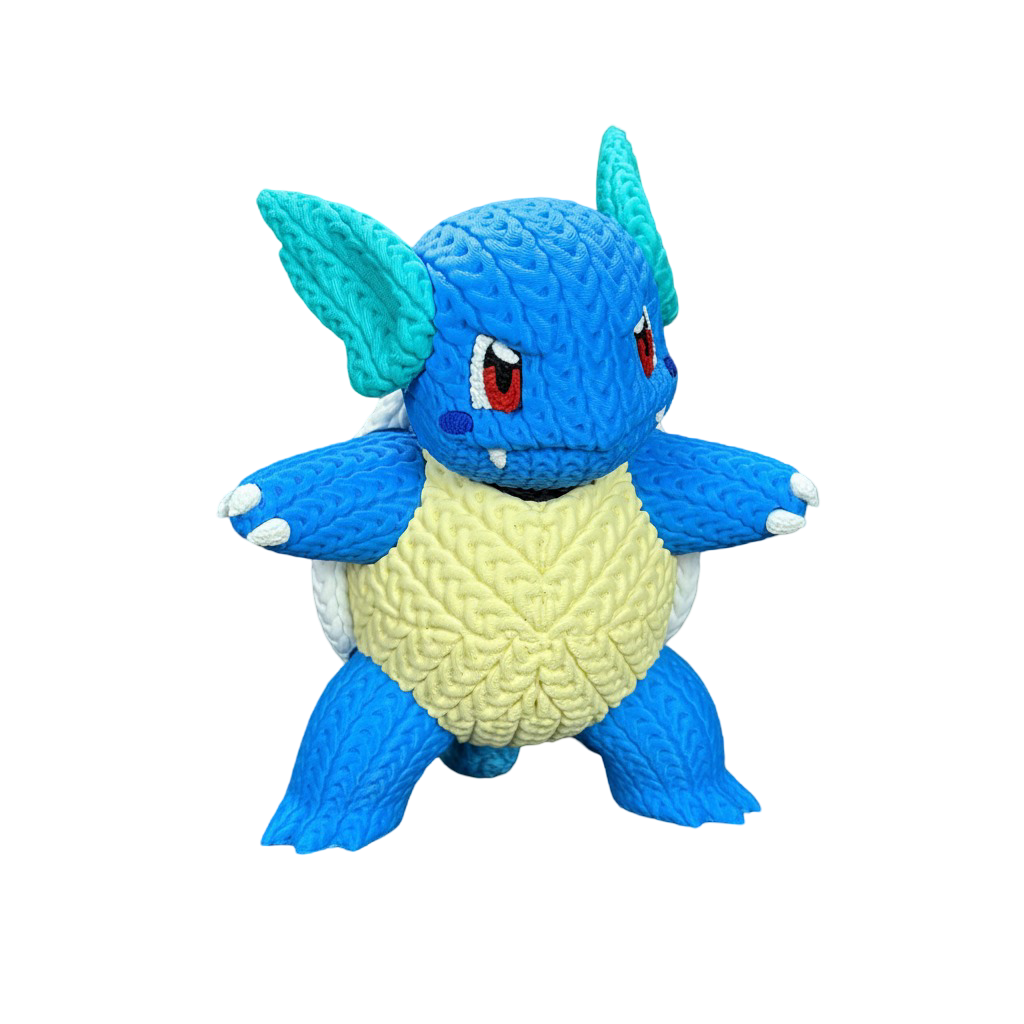 Wartortle-Inspired Beach Plush – Cute Ocean-Themed Creature Toy | Whale3D Style Knit Design