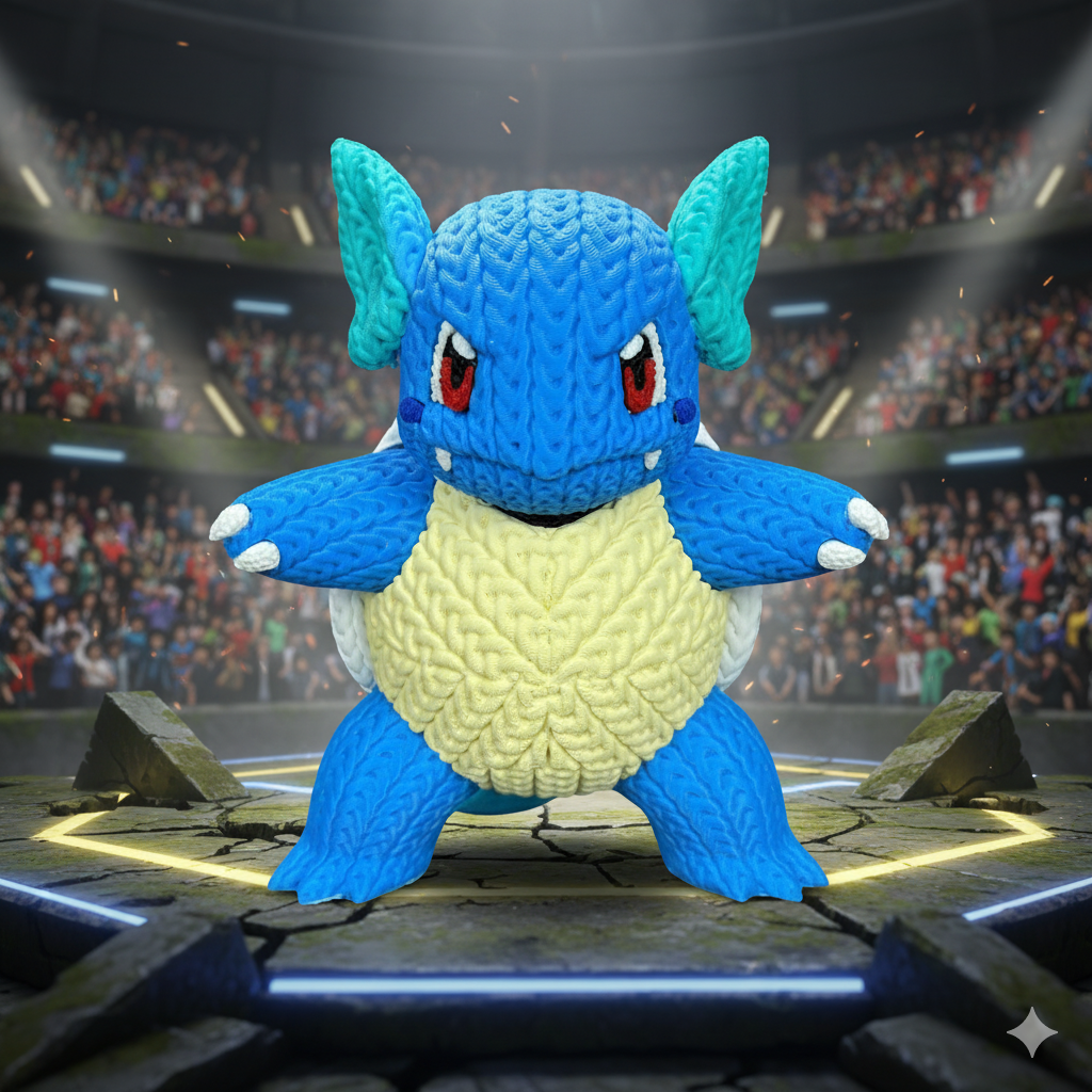 Wartortle-Inspired Beach Plush – Cute Ocean-Themed Creature Toy | Whale3D Style Knit Design