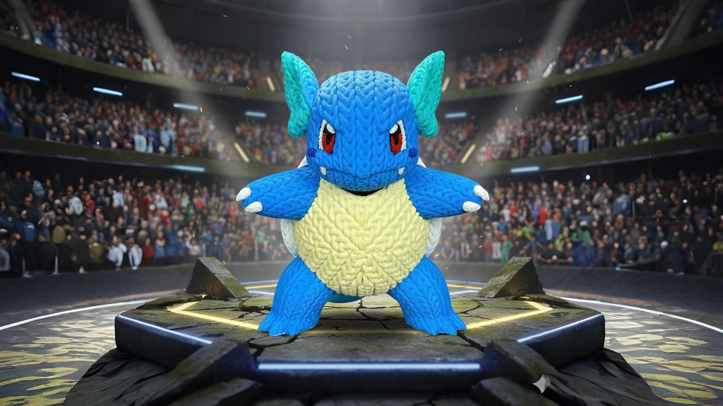 Wartortle-Inspired Beach Plush – Cute Ocean-Themed Creature Toy | Whale3D Style Knit Design