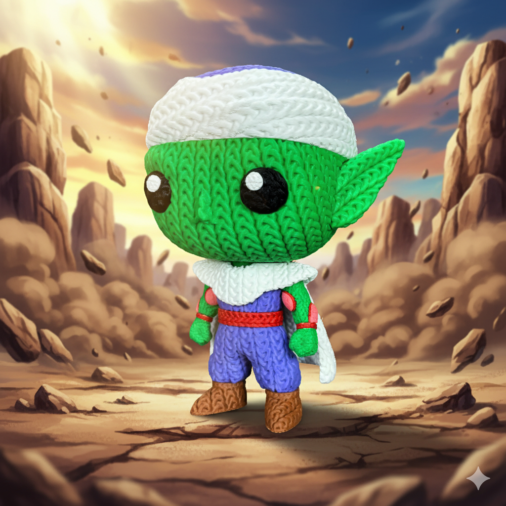 Piccolo Knit-Style Figurine – Cute 3D Printed Character Statue | Whale3D Inspired Design