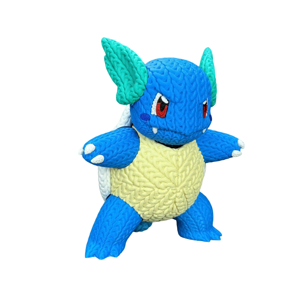 Wartortle-Inspired Beach Plush – Cute Ocean-Themed Creature Toy | Whale3D Style Knit Design