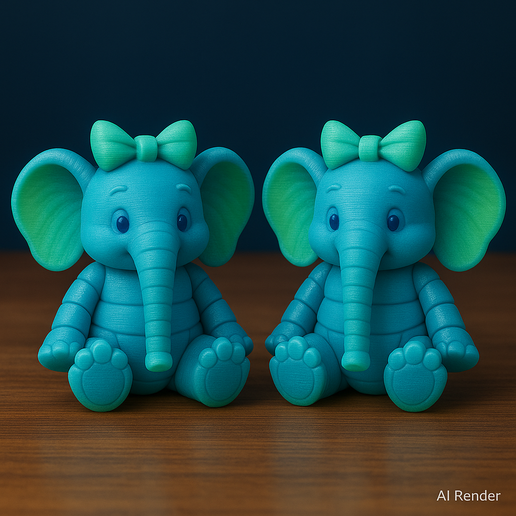 Elephant Keychain & Mini Figurine – Cute 3D Printed Elephant
