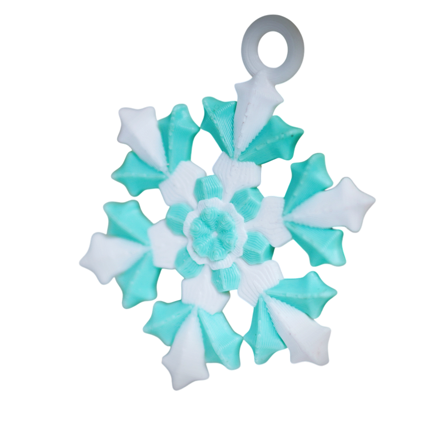 Flexy Snowflake by Printverse – Articulated Holiday Fidget Ornament | Bendable 3D-Printed Decoration
